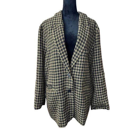 River Island houndstooth pattern Yellow Black sz 18 US Blazer - Picture 2 of 14